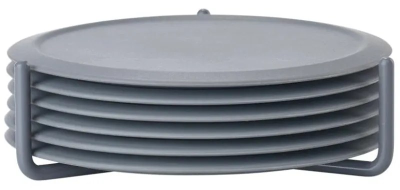 Sada 6 sivých podložiek pod hrnček so stojančekom Zone Singles