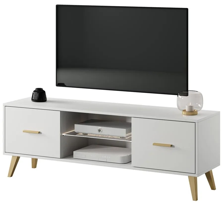TV skrinka/stolík Savoi I (s osvetlením) (biela). Vlastná spoľahlivá doprava až k Vám domov. 1098957