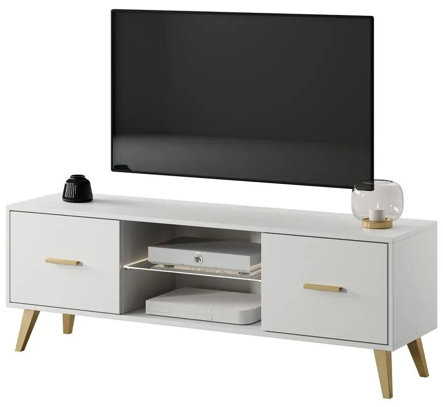 TV skrinka/stolík Savoi I (s osvetlením) (biela). Vlastná spoľahlivá doprava až k Vám domov. 1098957