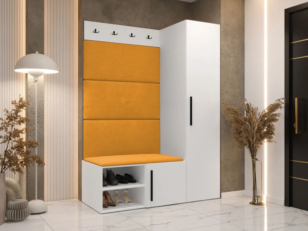 Predsieňová zostava Hekurt II, Farby: Biela, Farba čalúnenia:: ekokoža Soft 017 (biela)