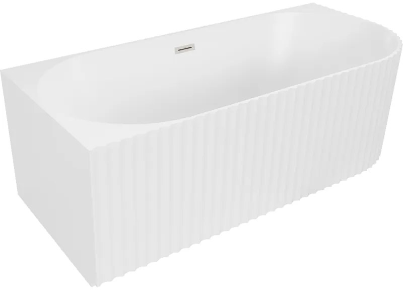 Mexen Gia, voľne stojaca rohová vaňa, drážkovaná, ľavá, 170 x 80 cm, biela matná, brúsená oceľ, 52701708001L-97