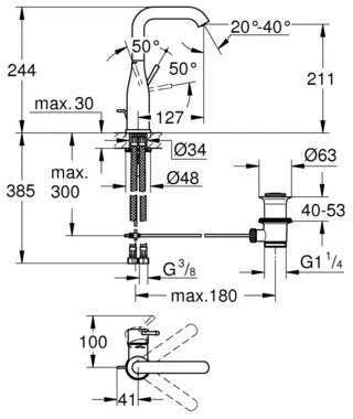 Grohe Essence, umývadlová batéria, kefovaný tmavý grafit 32628AL1