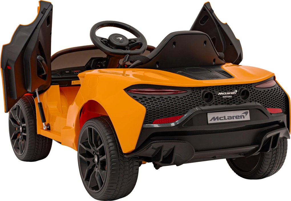 Ramiz McLaren Artur batéria pre deti Oranžová + pohon 4x4 + diaľkové ovládanie + pomalý štart + EVA + LED audio
