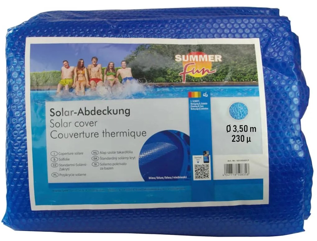 Summer Fun Letná solárna plachta na bazén, okrúhla 350 cm, PE, modrá