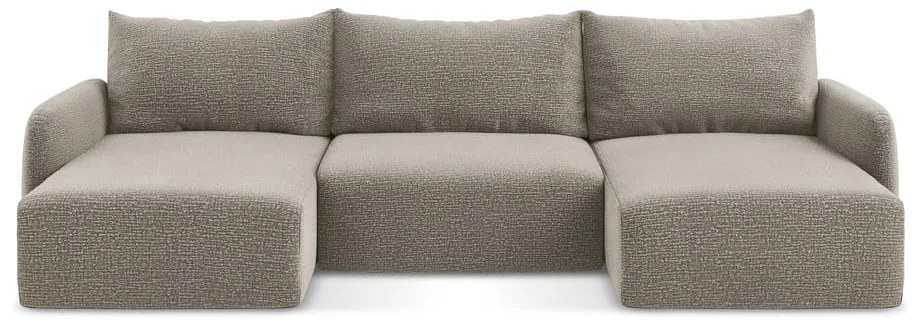 Béžová rozkladacia/s úložným priestorom rohová pohovka Kalena – Makamii