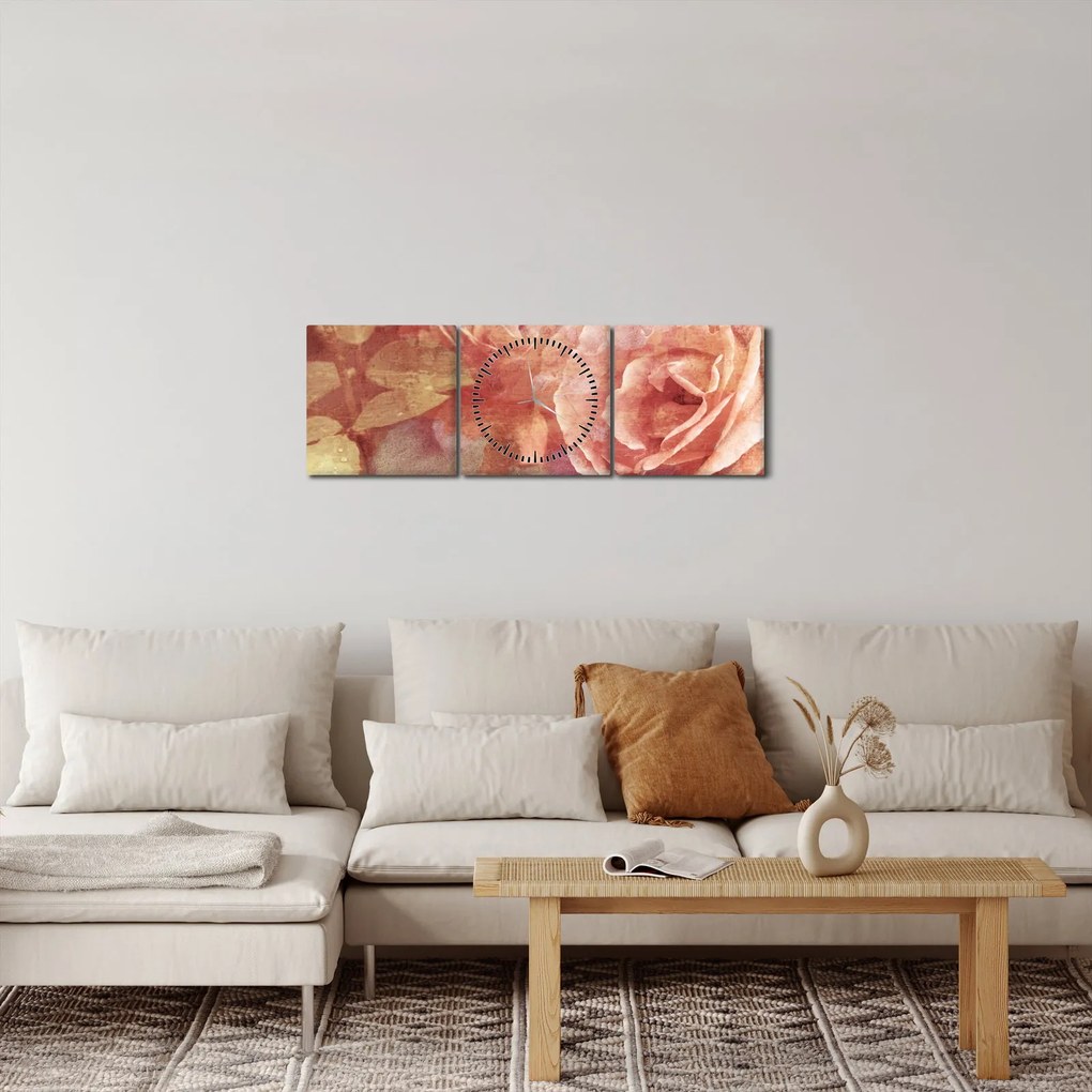 Obraz ruží (s hodinami) (90x30 cm)