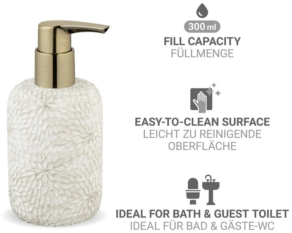 Biely dávkovač mydla z polyresínu 300 ml Montalfano – Wenko