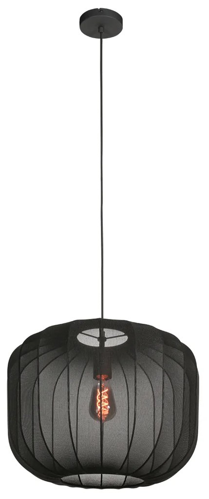 Japandi závesné svietidlo čierne s látkovým tienidlom 45 cm - Sable