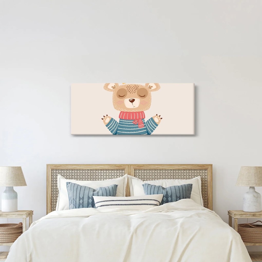 Obraz - Béžový medvedík s korunkou (120x50 cm)