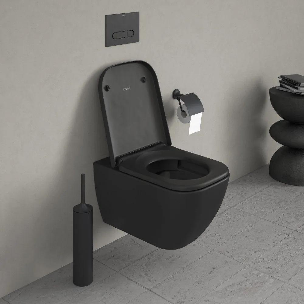 DURAVIT Happy D.2 závesné WC Rimless s hlbokým splachovaním, 365 x 540 mm, antracit/antracit matný, s povrchom WonderGliss, 22220989001