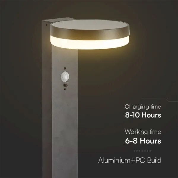 LED Solárna lampa so senzorom LED/2W/3,7V IP54 3000K zaokrúhlený čierna