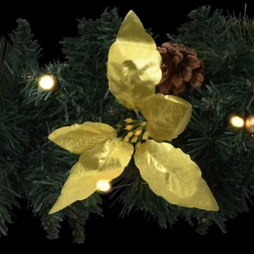 vidaXL Vianočný veniec s LED svetlami zelený 60 cm PVC-