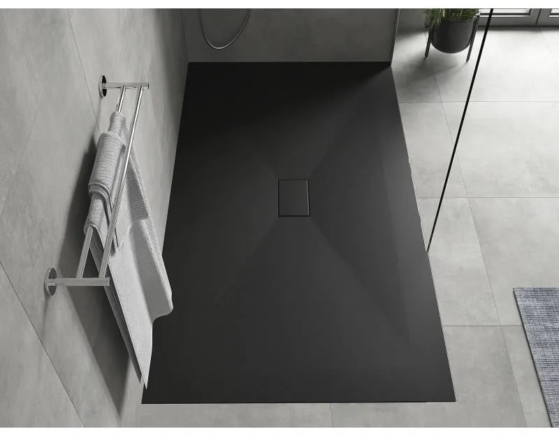 Mexen Hugo, SMC obdĺžniková sprchová vanička 160 x 100 cm, čierna matná, 42701016