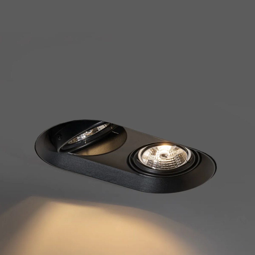 Sada 6 zaoblených zapustených bodových svetiel čierna GU10 70 mm 2-svetlá - Hubs