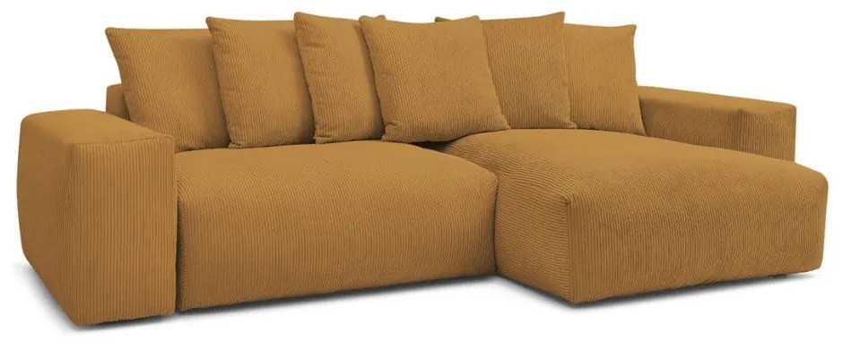 Menčestrová rozkladacia/s úložným priestorom rohová pohovka v horčicovej farbe Voltaire – Bobochic Paris