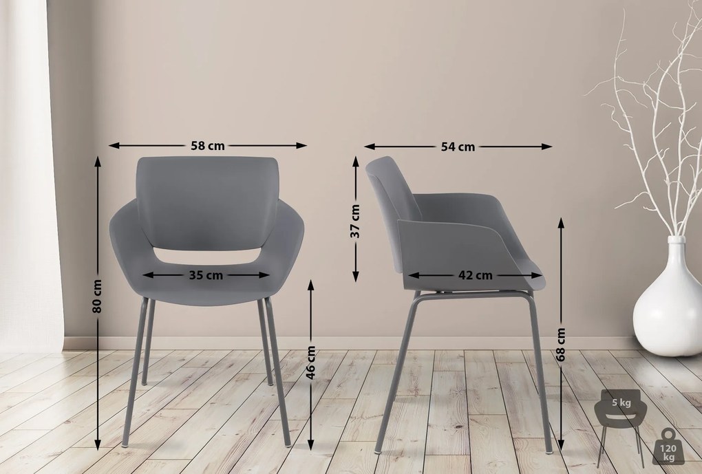 Set 2 stoličiek Alpena - tmavo šedá