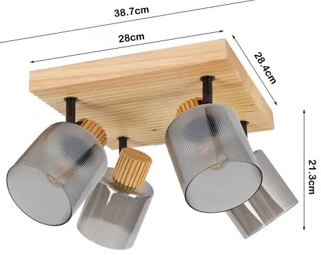 Brilagi - Bodové svietidlo HYGGE 4xE14/15W/230V drevené/dymové