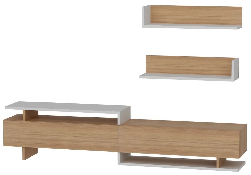 Obývacia stena AYAZ 180 cm biela/teak