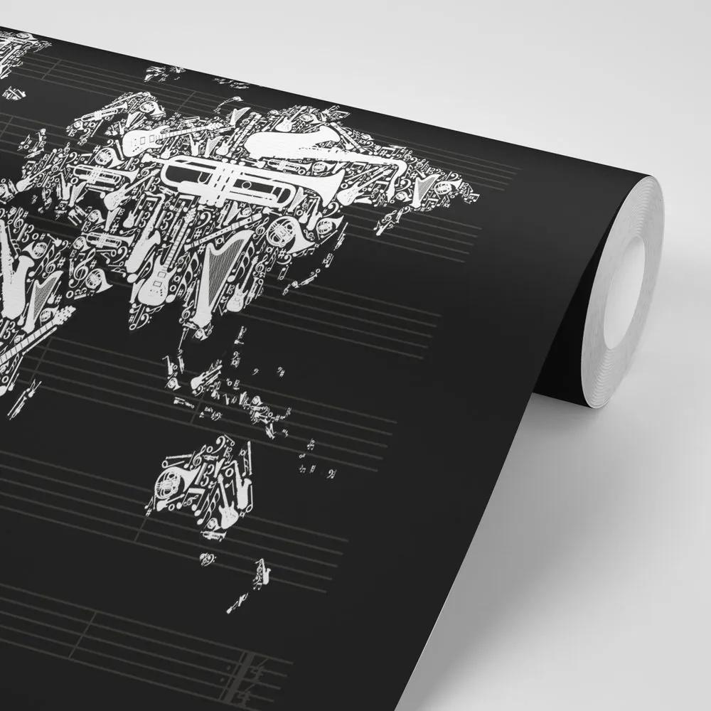 Samolepiaca tapeta hudobná mapa sveta - 150x100