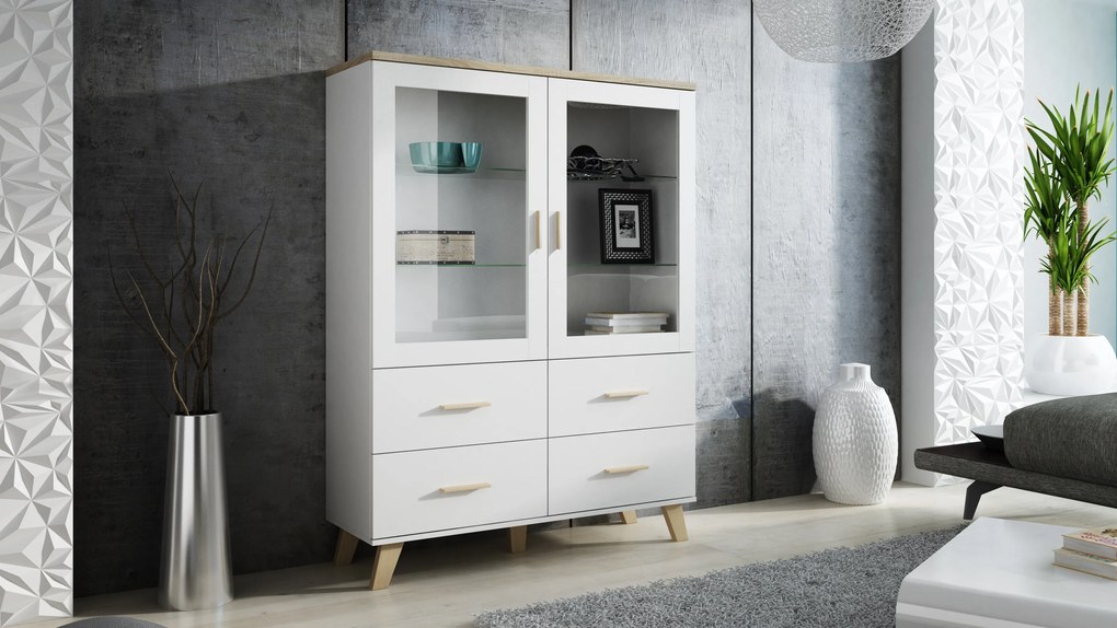 Cama Biela vitrína Lotus 2D4S