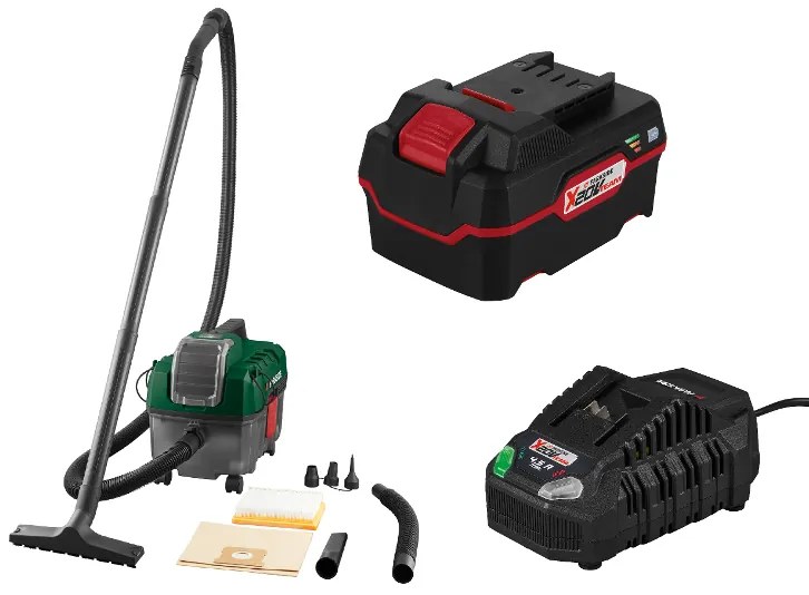 Parkside®  Aku vysávač na mokré a suché vysávanie Pawd 20-Li A1 + Akumulátor 20 V/4 Ah + Nabíjačka akumulátora 20 V/4,5 A  (800010426)