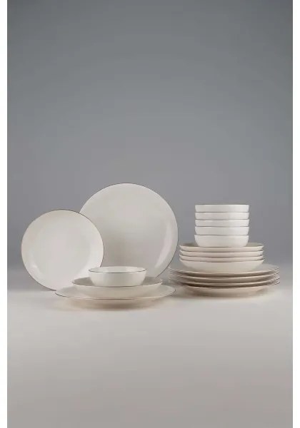 18-dielna jedálenská súprava biela/medená/porcelán