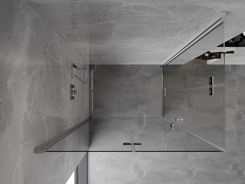 Mexen Mist-F Duo, skladací sprchový kút 95 x 75 cm, číre sklo, chrómový profil, 8A6-095L-075P-01-00
