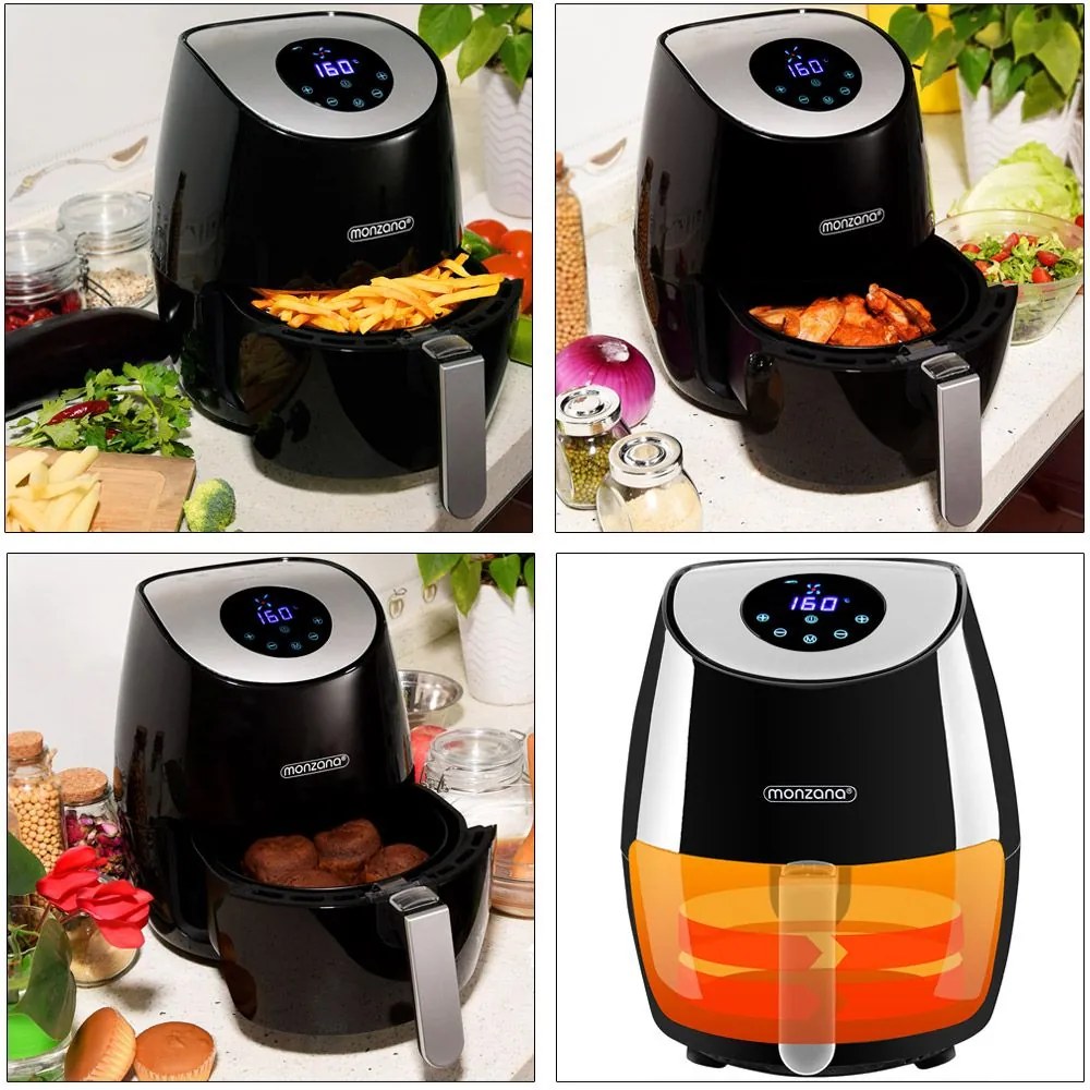 InternetovaZahrada Teplovzdušná fritéza FRYER 1 black - 9 v 1 s dotykovým displejom 1485 W 3,6 l