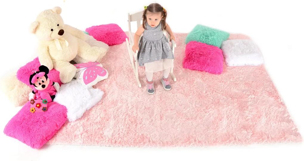 Detský plyšový koberec růžový (Detský koberec Vesardi KIDS)