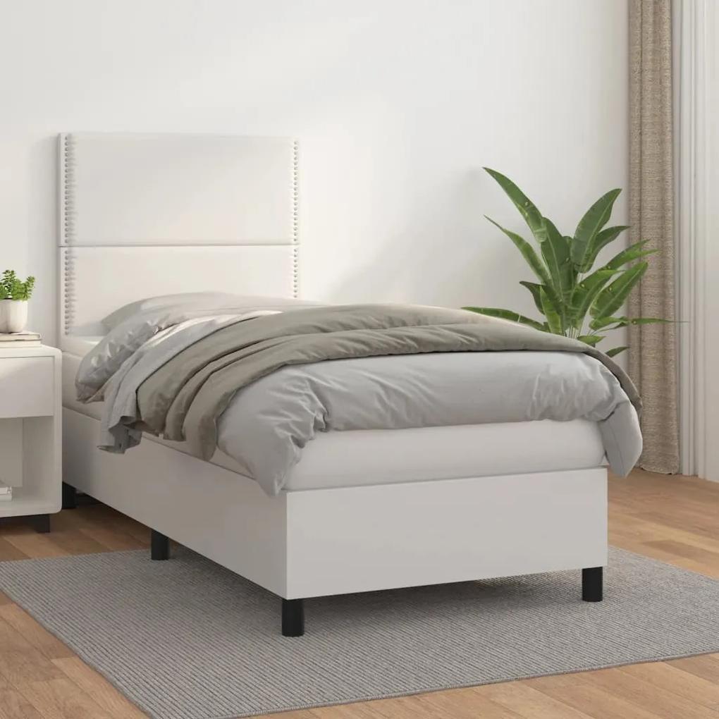 Boxspring posteľ s matracom biela 80x200 cm umelá koža 3142750