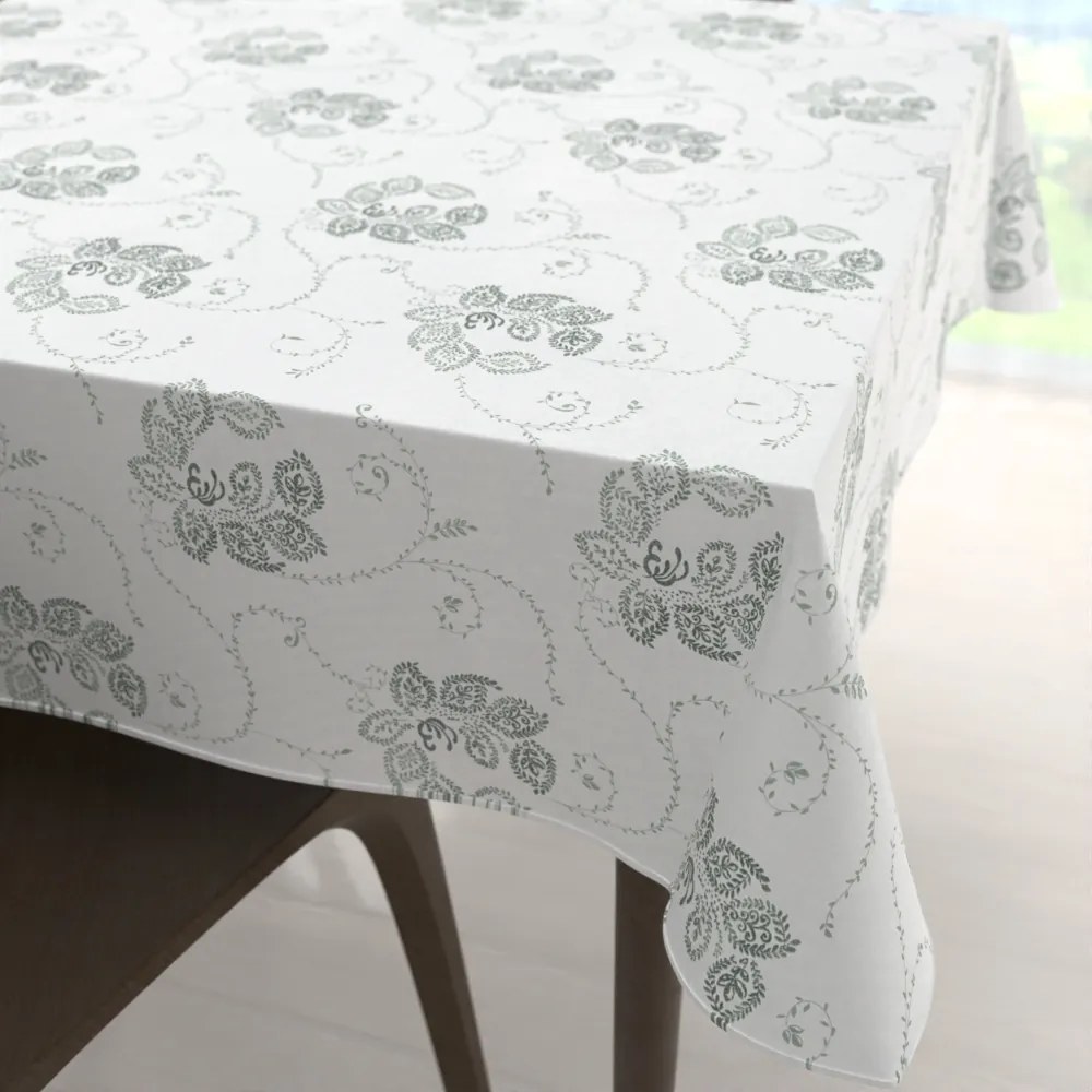 Biante Bavlnený štvorcový obrus Sandra SA-089 Zelené popínavé kvety na bielom 70x70 cm