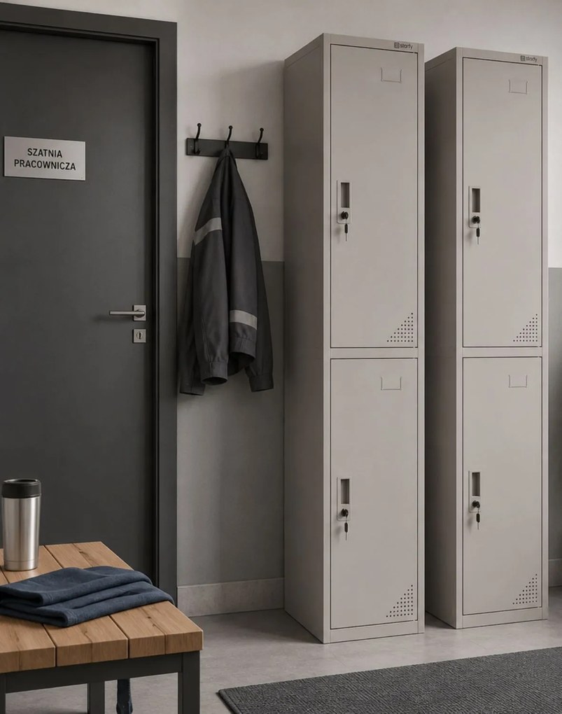 Modulárna kovová šatníková skriňa s tyčou Turyn Grey