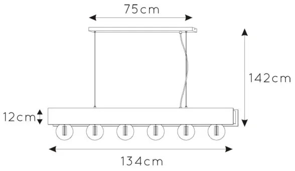 Lucide 30474/06/30 - Luster na lanku SURTUS 6xE27/60W/230V