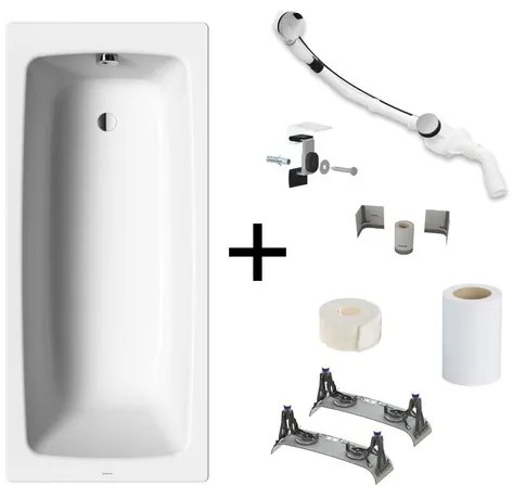 Kaldewei Cayono kompletná sada obdĺžniková vaňa 180x80 cm smaltovaná oceľ ľavá aj pravá s montážnou sadou KALDEWEISET8