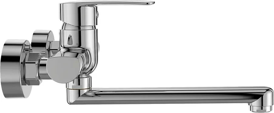 Mereo Pego, drezová nástenná batéria, 150 mm, s ramienkom plochým rovným 250 mm, chróm, MER-CB30201P