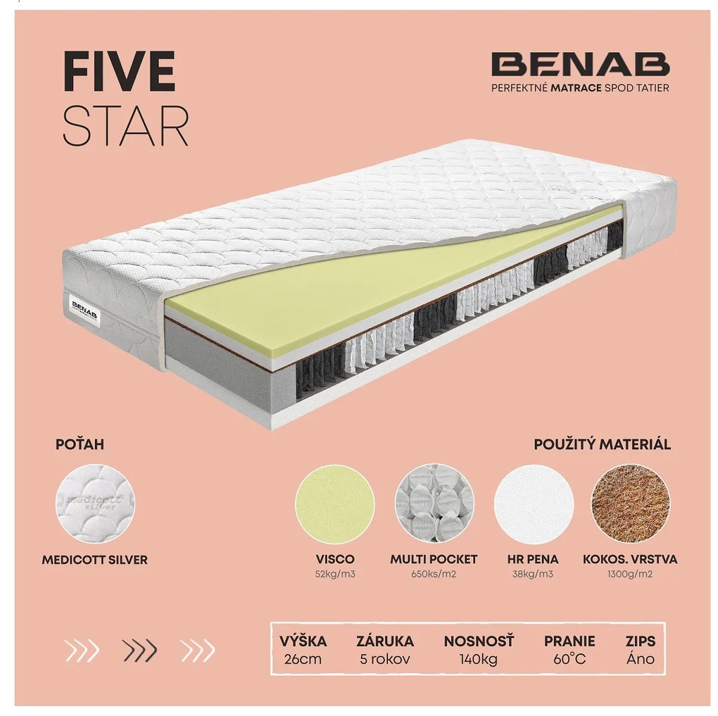 Taštičkový matrac Benab Eros 200x80 cm (T3/T4) *AKCIA 1+1. Akcia -10%. Vlastná spoľahlivá doprava až k Vám domov. 763487