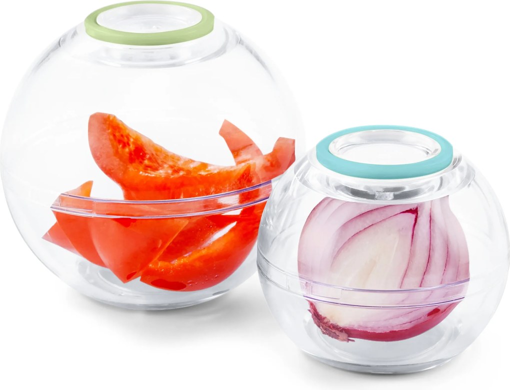 2 guľaté nádobky na uchovávanie potravín