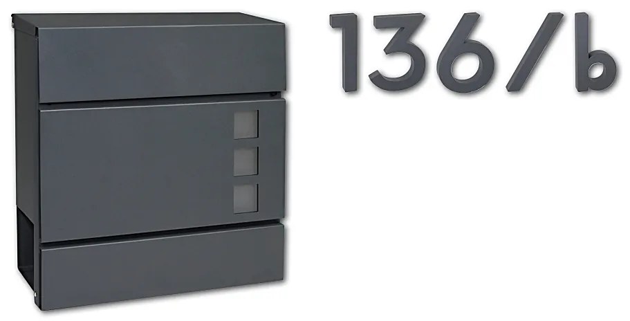 Domové písmeno v „3D“ prevedení so štruktúrovaným povrchom RICHTER RN.100LV, b, RICHTER antracit matná