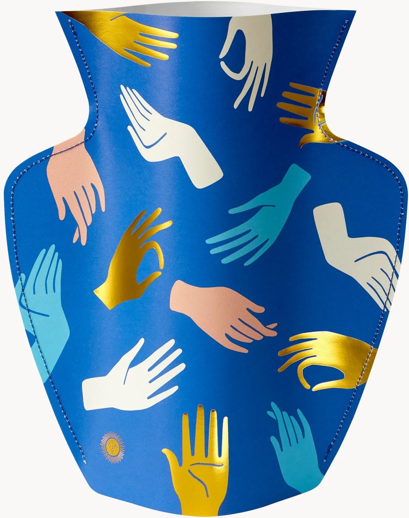 Ručne vyrobená dekoračná papierová váza Hamsa, V 29 cm