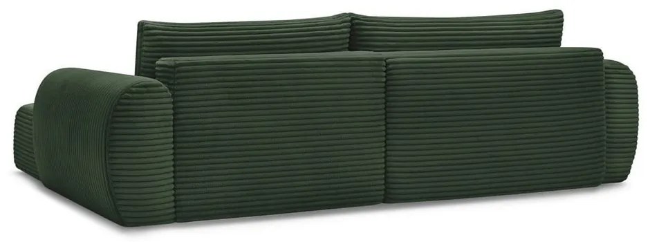 Tmavozelená menčestrová rozkladacia rohová pohovka (pravý roh) Lucien – Bobochic Paris