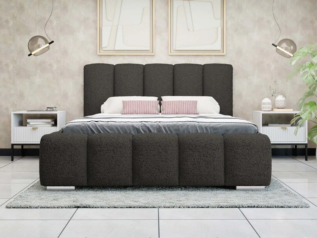 Čalúnená manželská posteľ Lisko Boucle, Rozmer postele: 180x200, Farby: Abriamo 07