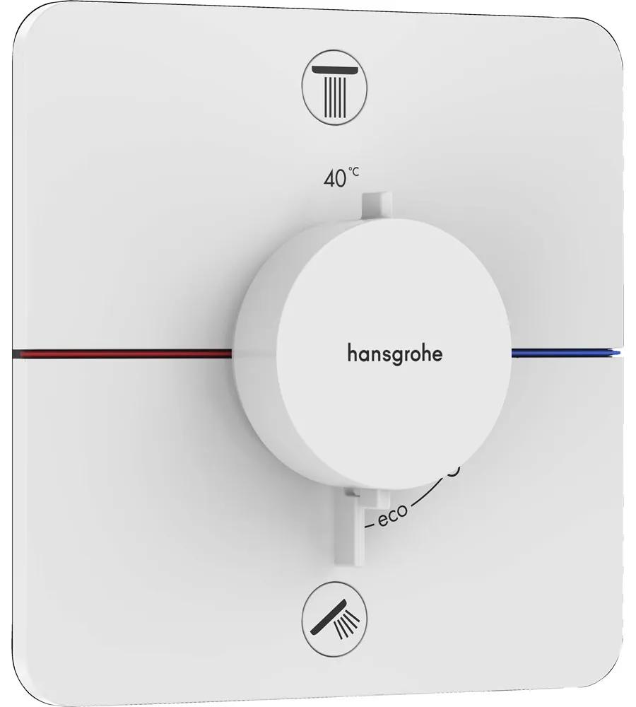 HANSGROHE ShowerSelect Comfort Q termostat pod omietku pre 2 spotrebiče, so zabudovanou bezpečnostnou kombináciou podľa EN1717, matná biela, 15586700