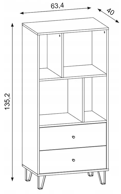 Regál Bilbao 63,4 cm dub Craft Tobaco/grafit