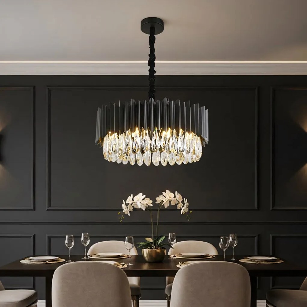 Toolight Toolight, krištáľové stropné svietidlo 8xE14, APP1657-8CP, čierna, OSW-04062