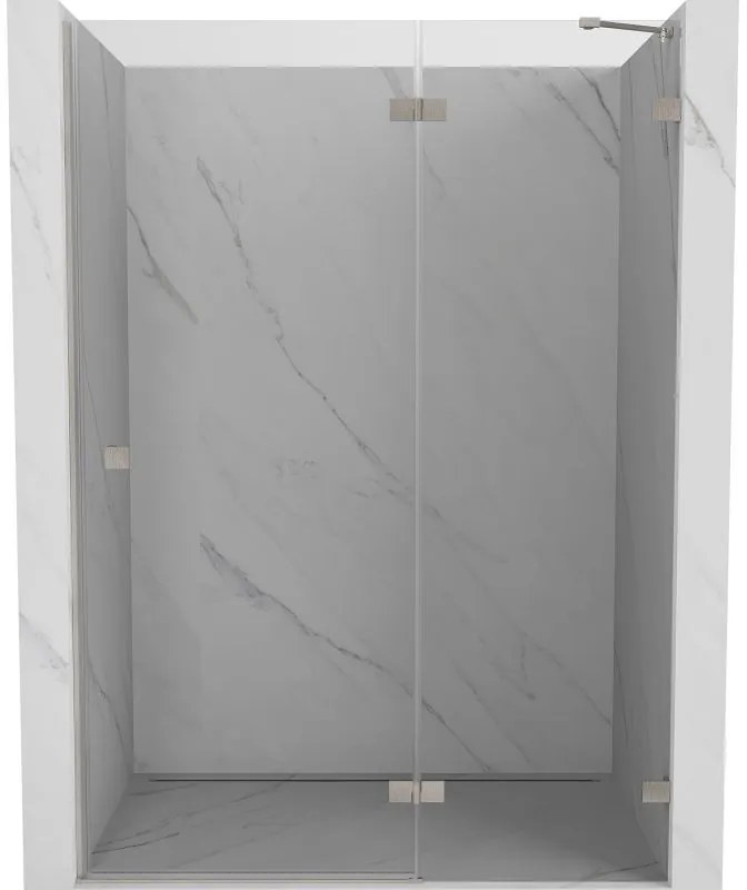Mexen, Mexen Lunar pravé otočné sprchové dvere 130 cm, transparentné, brúsený nikel - 834-130-000-97-00-P