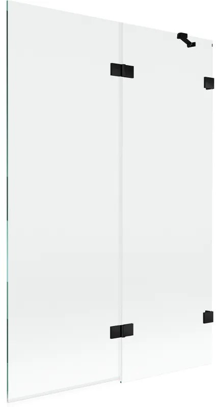Mexen Lunar, 2-krídlová vaňová zástena pravá 120 x 150 cm, číre sklo, čierna matná, 897-120-100-70-00-P
