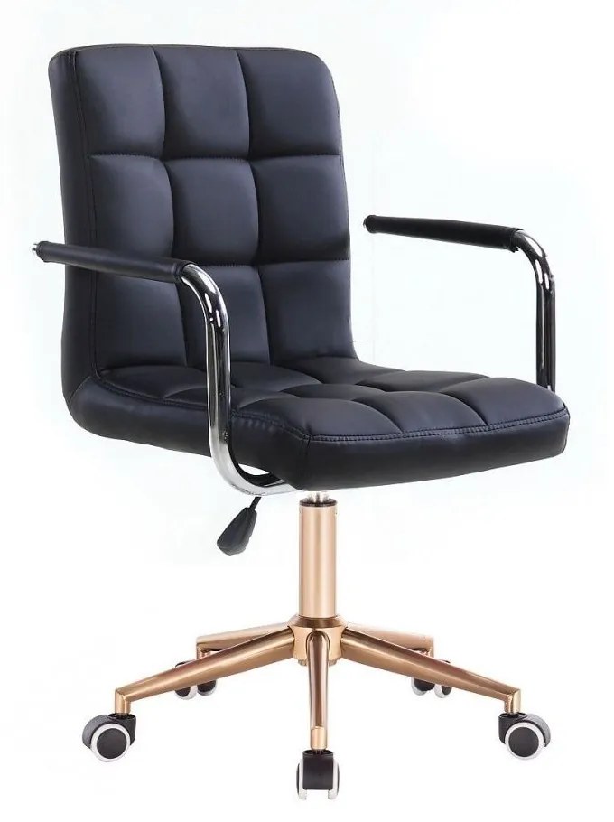 LuxuryForm DESIGN Stolička VERONA na zlatej podstave s kolieskami - čierna