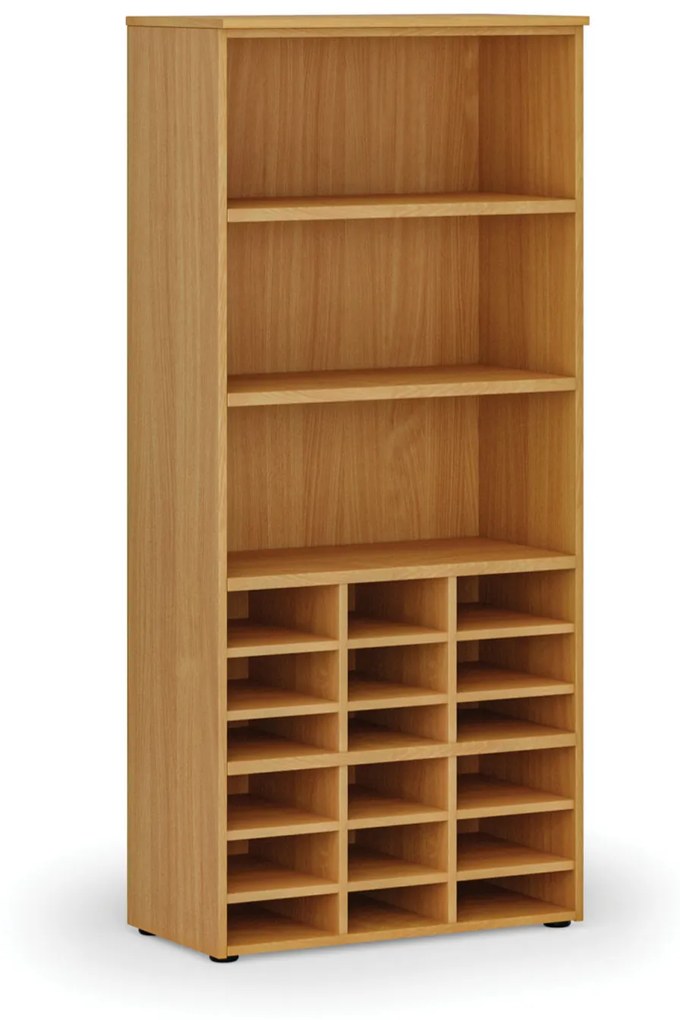 Triediaci regál PRIMO WOOD, 1781 x 800 x 420 mm, 18 priehradok, buk