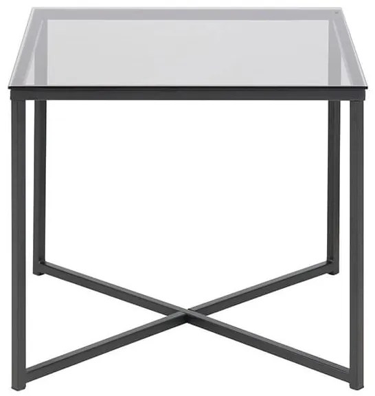 Cross 50x50 príručný stolík sklo / čierny