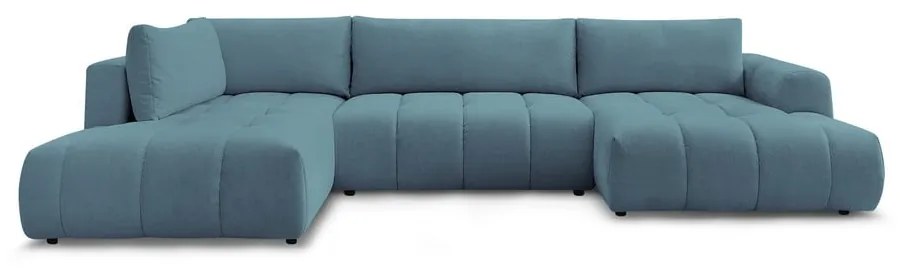 Modrá rozkladacia/s úložným priestorom rohová pohovka (ľavý roh/do tvaru "U") Fuji – Bobochic Paris